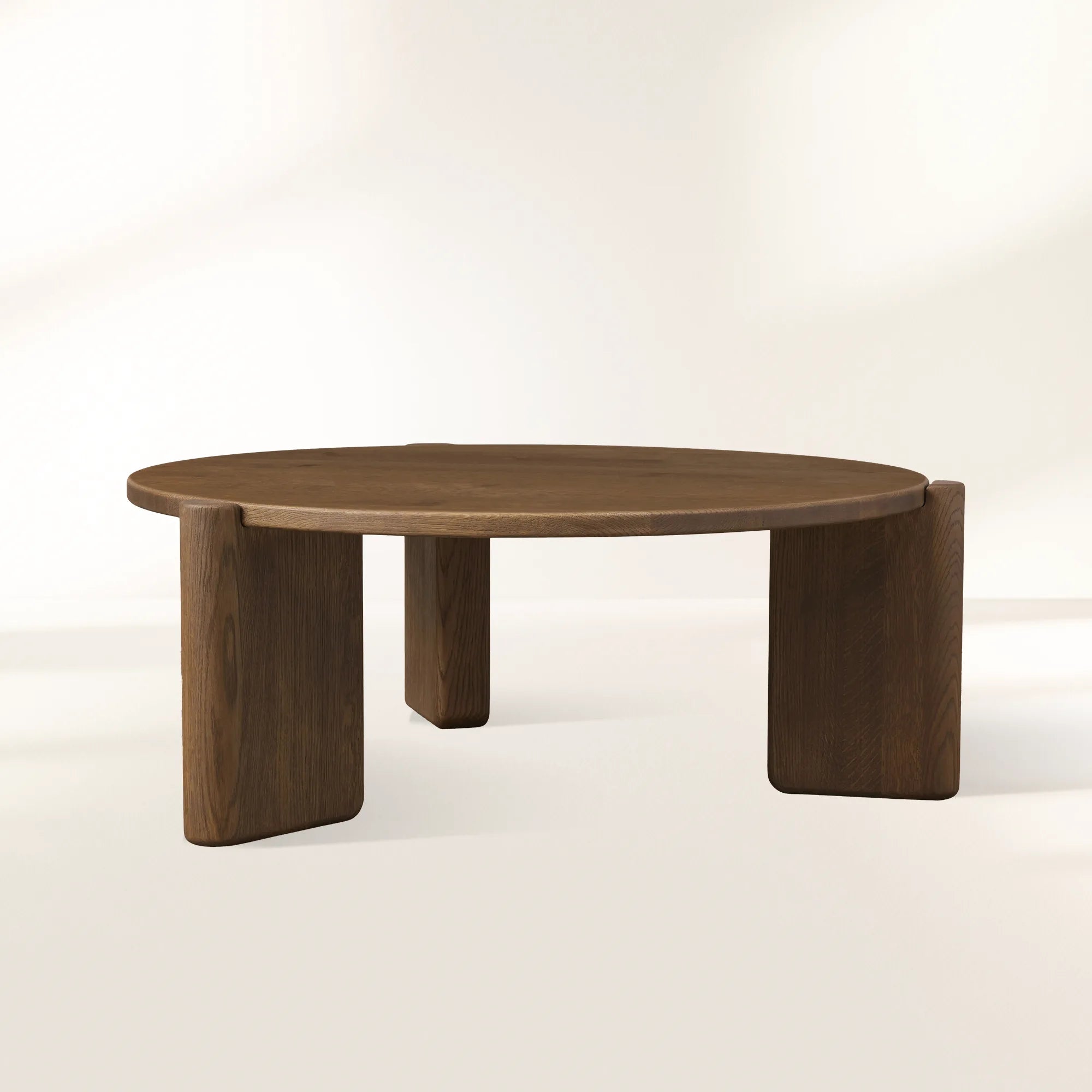Lonelle Round Versatile Coffee Table with Solid Oak Wood Column-Style Legs Nesting Center Tea Table Cocktail Table