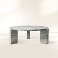 Lonelle Round Coffee Table with Solid Natural Stone Living Room Center Tea Table Modern Style