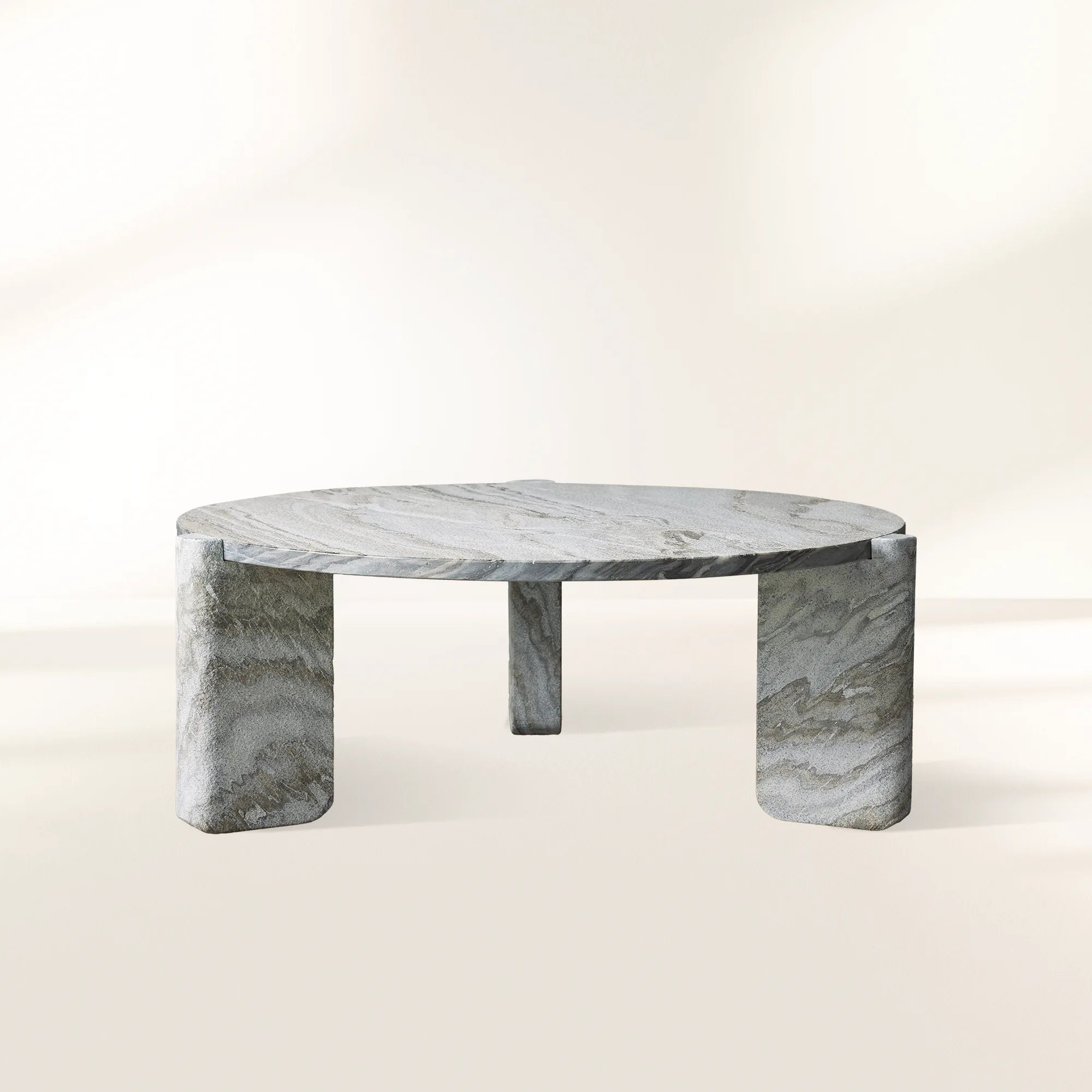 Lonelle Round Coffee Table with Solid Natural Stone Living Room Center Tea Table Modern Style