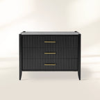 Louis 3-Drawer Cabinet Fluted Nightstand Solid Wood Bedside Nightside Table