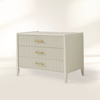 Louis 3-Drawer Cabinet Fluted Nightstand Solid Wood Bedside Nightside Table