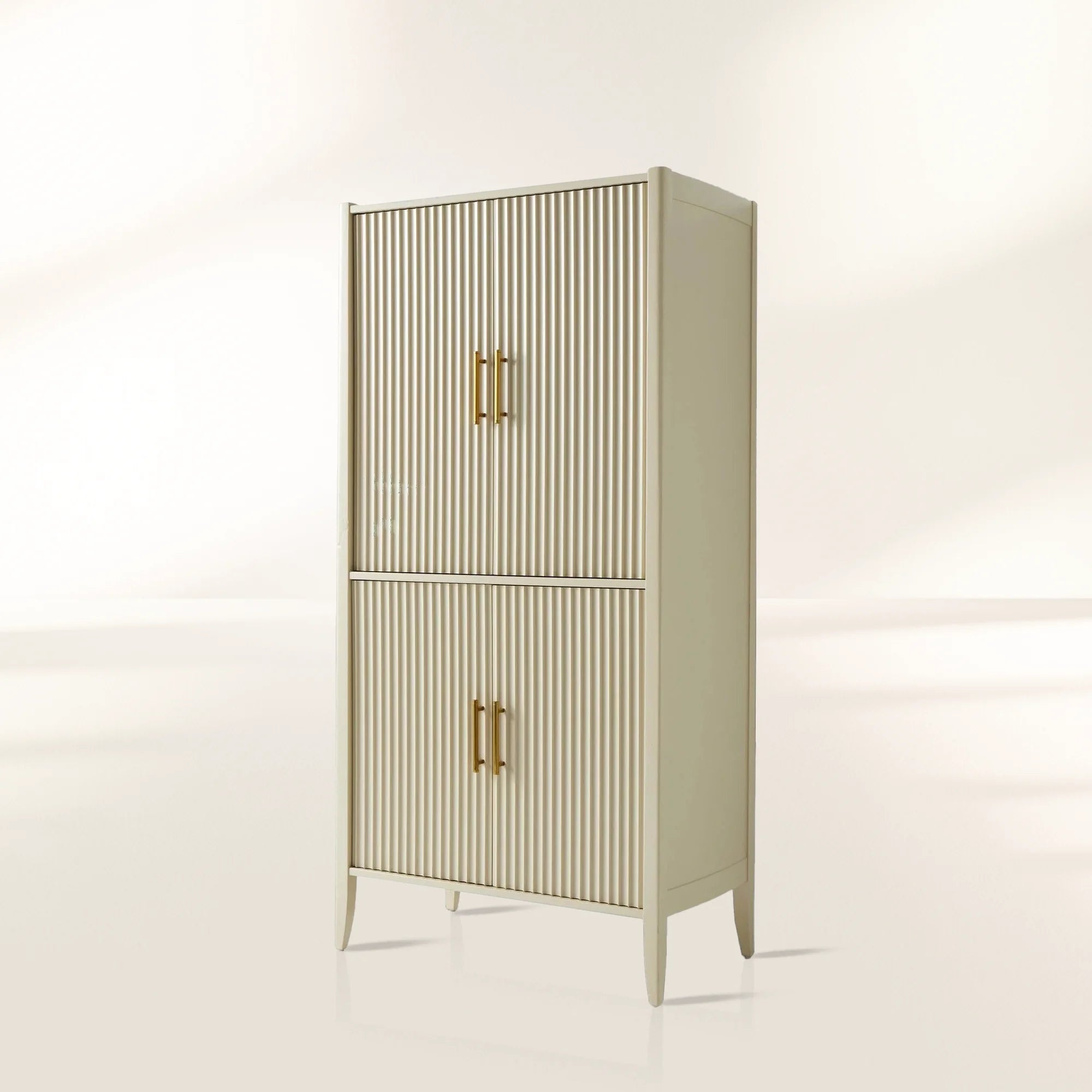 Louis Wood Bar Wine Cabinet Constructivist-Inspired Buffet Sideboard Built-in Stemware Rack