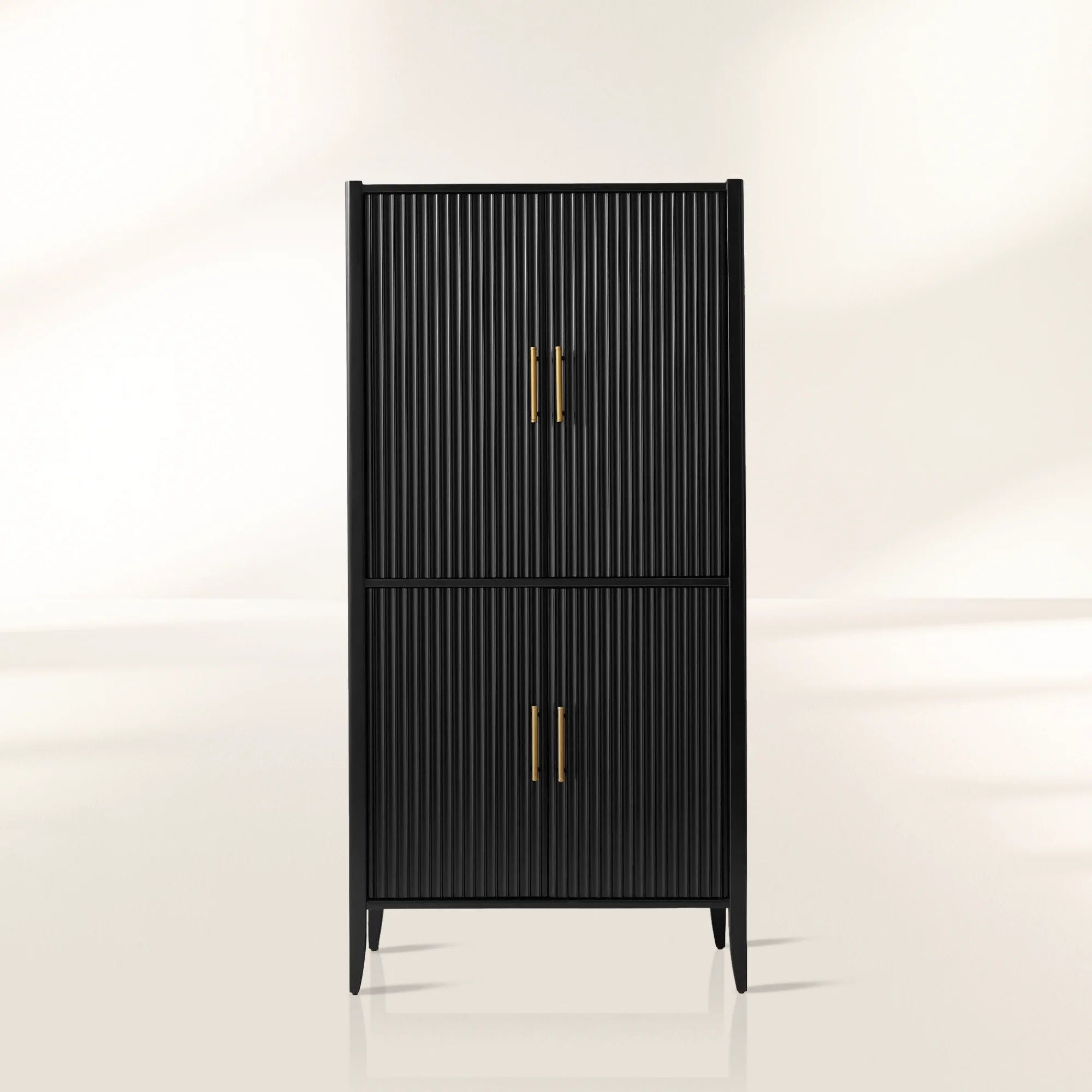 Louis Wood Bar Wine Cabinet Constructivist-Inspired Buffet Sideboard Built-in Stemware Rack