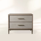 Malone Wood Nightstand with Leather Insets 2-Drawer Cabinet Nightside Table