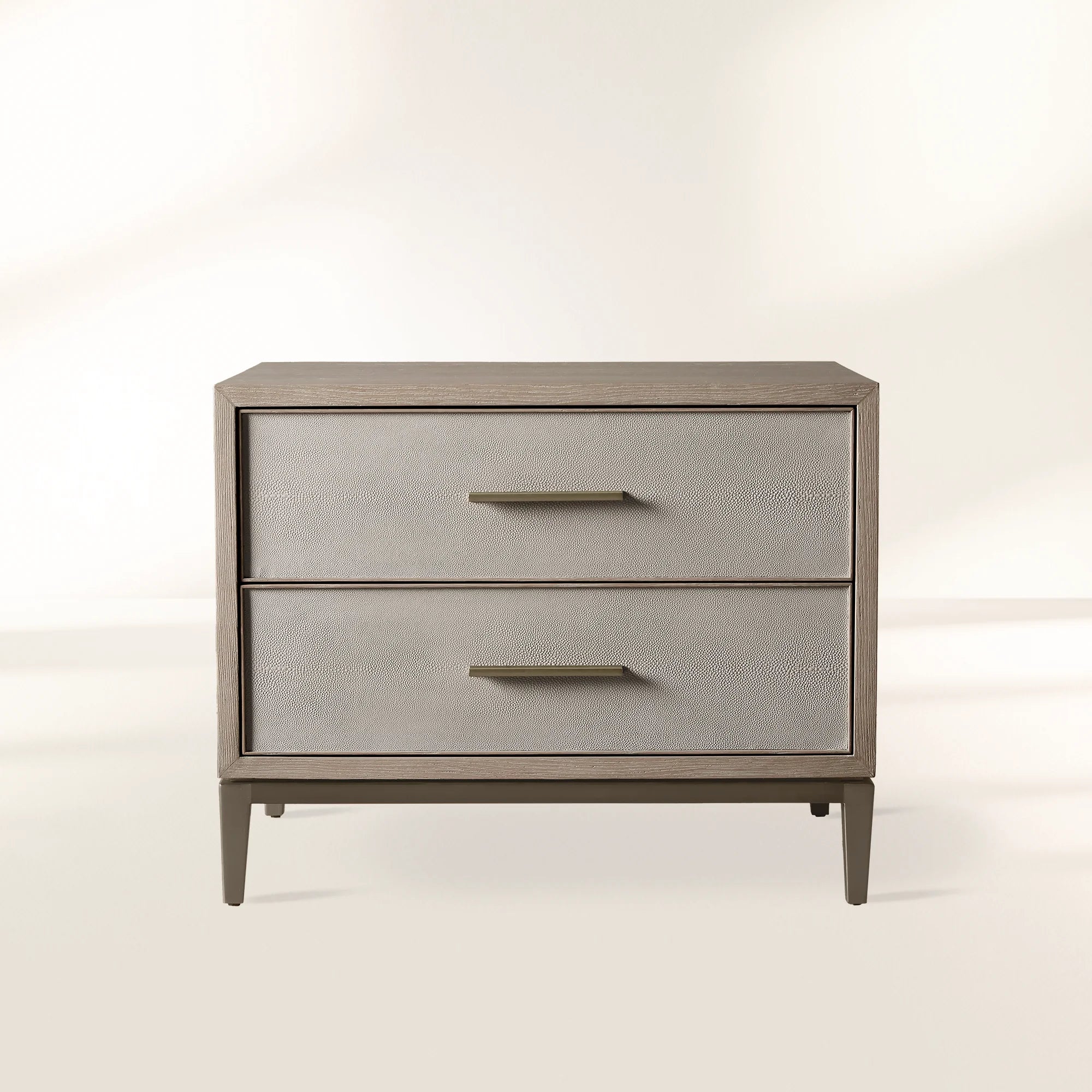 Malone Wood Nightstand with Leather Insets 2-Drawer Cabinet Nightside Table