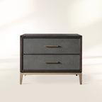 Malone Wood Nightstand with Leather Insets 2-Drawer Cabinet Nightside Table