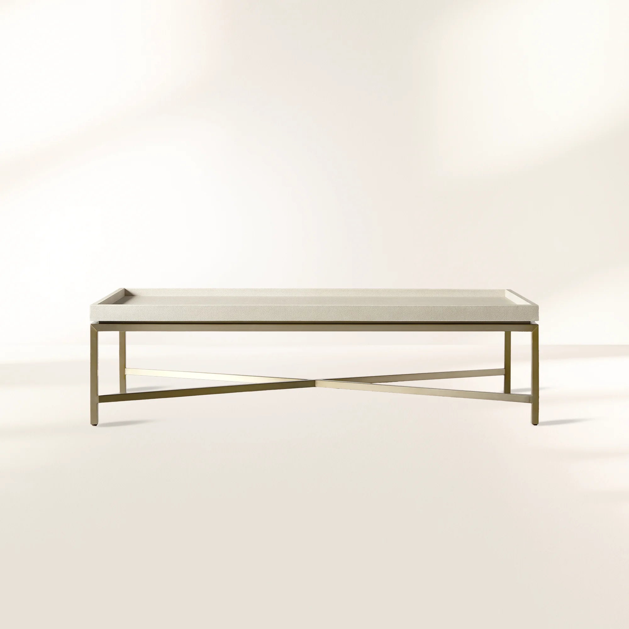 Malone Coffee Table with Leather Top & Steel Base Living Room Center Tea Table Cocktail Table Modern Style
