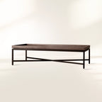 Malone Coffee Table with Leather Top & Steel Base Living Room Center Tea Table Cocktail Table Modern Style