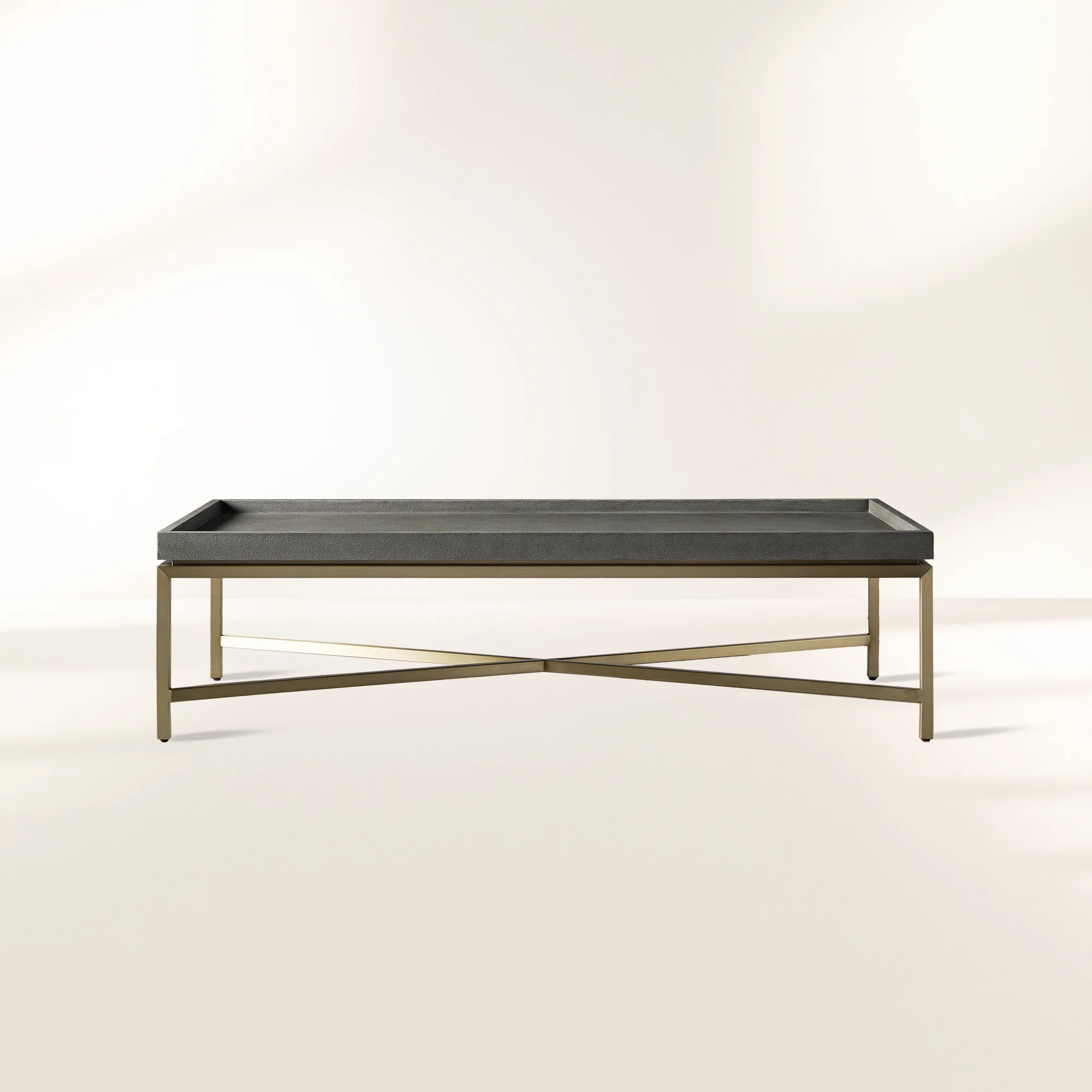 Malone Coffee Table with Leather Top & Steel Base Living Room Center Tea Table Cocktail Table Modern Style