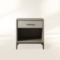 Malone Solid Wood Open Nightstand with 3-Drawers Cabinet Shagreen Leather Nightside Table