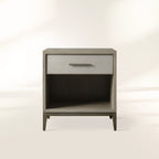 Malone Solid Wood Open Nightstand with 3-Drawers Cabinet Shagreen Leather Nightside Table