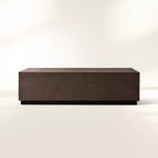 Malone Rectangular Leather Coffee Table with Leather Top & Steel Base Modern Living Room Center Tea Table Cocktail Table