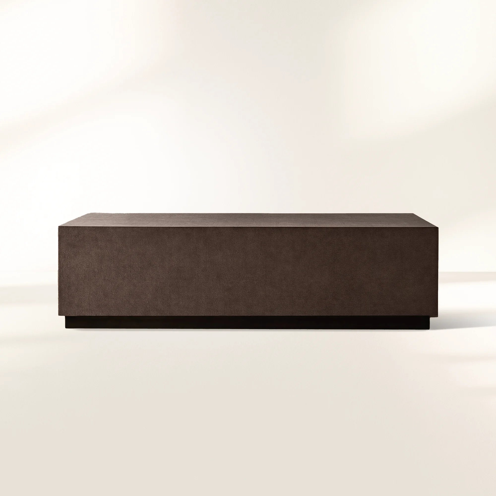 Malone Rectangular Leather Coffee Table with Leather Top & Steel Base Modern Living Room Center Tea Table Cocktail Table