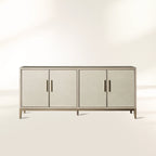 Malone Leather Panels Buffet Sideboard Luxury Wood Entryways Cabinet