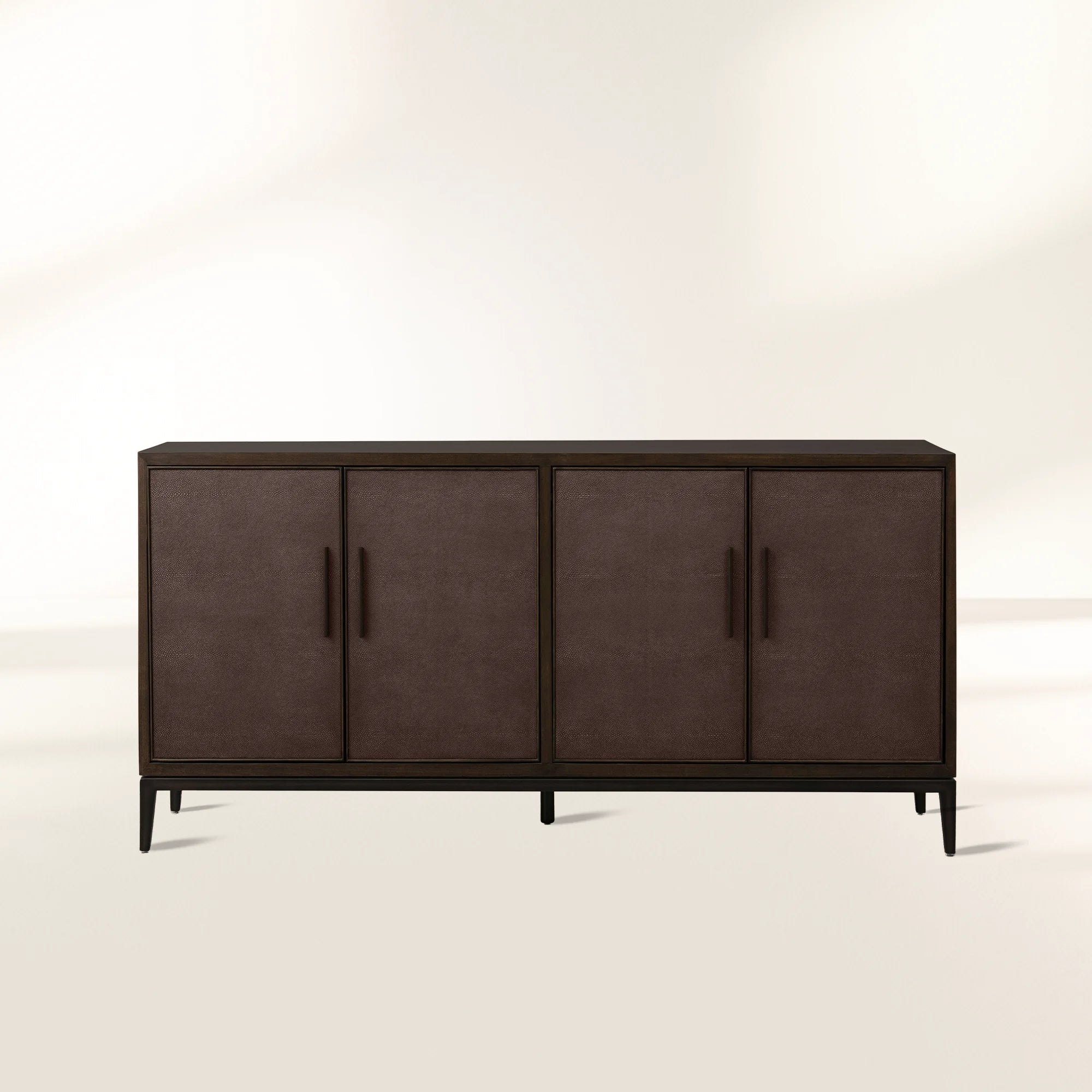 Malone Leather Panels Buffet Sideboard Luxury Wood Entryways Cabinet