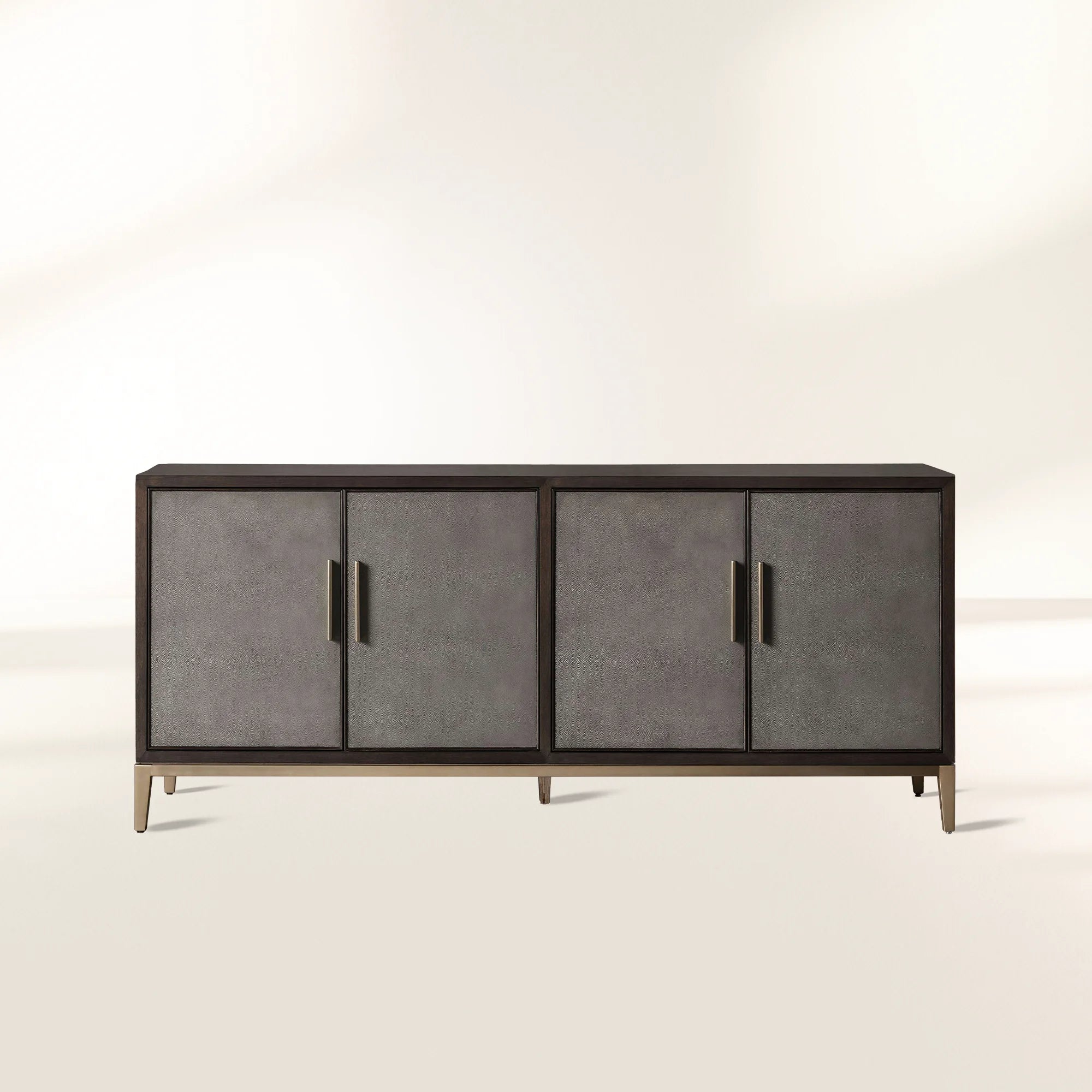 Malone Leather Panels Buffet Sideboard Luxury Wood Entryways Cabinet