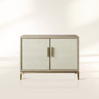 Malone Holz-Buffet-Sideboard, zweitüriger Eingangsschrank mit geprägtem Shagreen-Leder