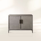 Malone Holz-Buffet-Sideboard, zweitüriger Eingangsschrank mit geprägtem Shagreen-Leder