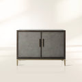 Malone Holz-Buffet-Sideboard, zweitüriger Eingangsschrank mit geprägtem Shagreen-Leder