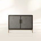 Malone Holz-Buffet-Sideboard, zweitüriger Eingangsschrank mit geprägtem Shagreen-Leder