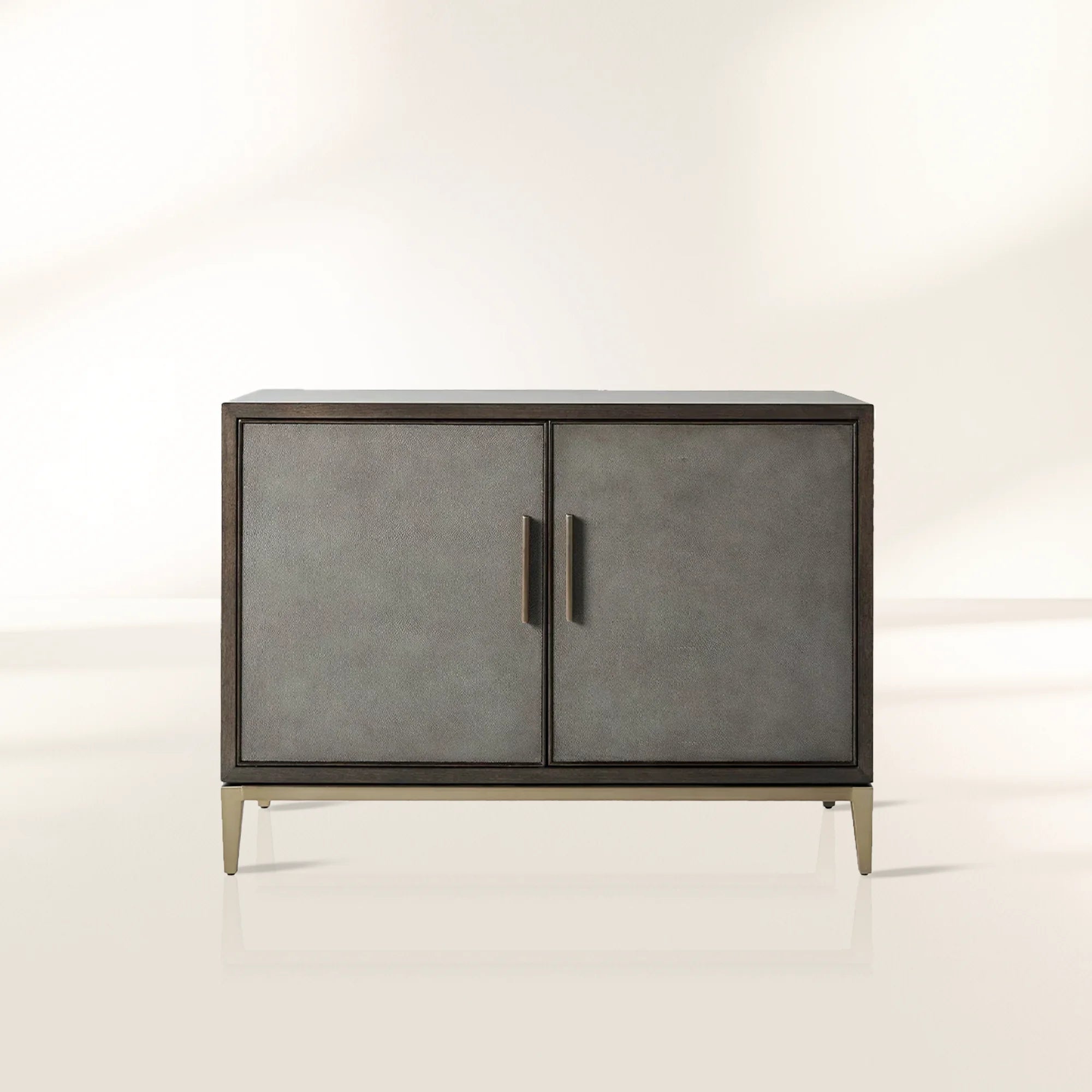 Malone Holz-Buffet-Sideboard, zweitüriger Eingangsschrank mit geprägtem Shagreen-Leder