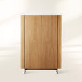 Mihaela Oil-Finishing Process Tall Display Cabinet Oak Wood Living Entrance Cabinet