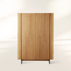 Mihaela Oil-Finishing Process Tall Display Cabinet Oak Wood Living Entrance Cabinet