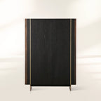 Mihaela Oil-Finishing Process Tall Display Cabinet Oak Wood Living Entrance Cabinet