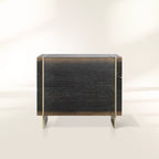 Mihaela Wood Closed Nightstand Retro Oak Nightside Table with One-Drawer Cabinet Barrel Inspired