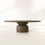 Perth Oval Esstisch aus massiver rumänischer Eiche, handgeschnitzt, moderner Stil