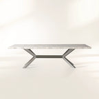 Petra Natural Stone Rectangular Dining Table with Iron Base