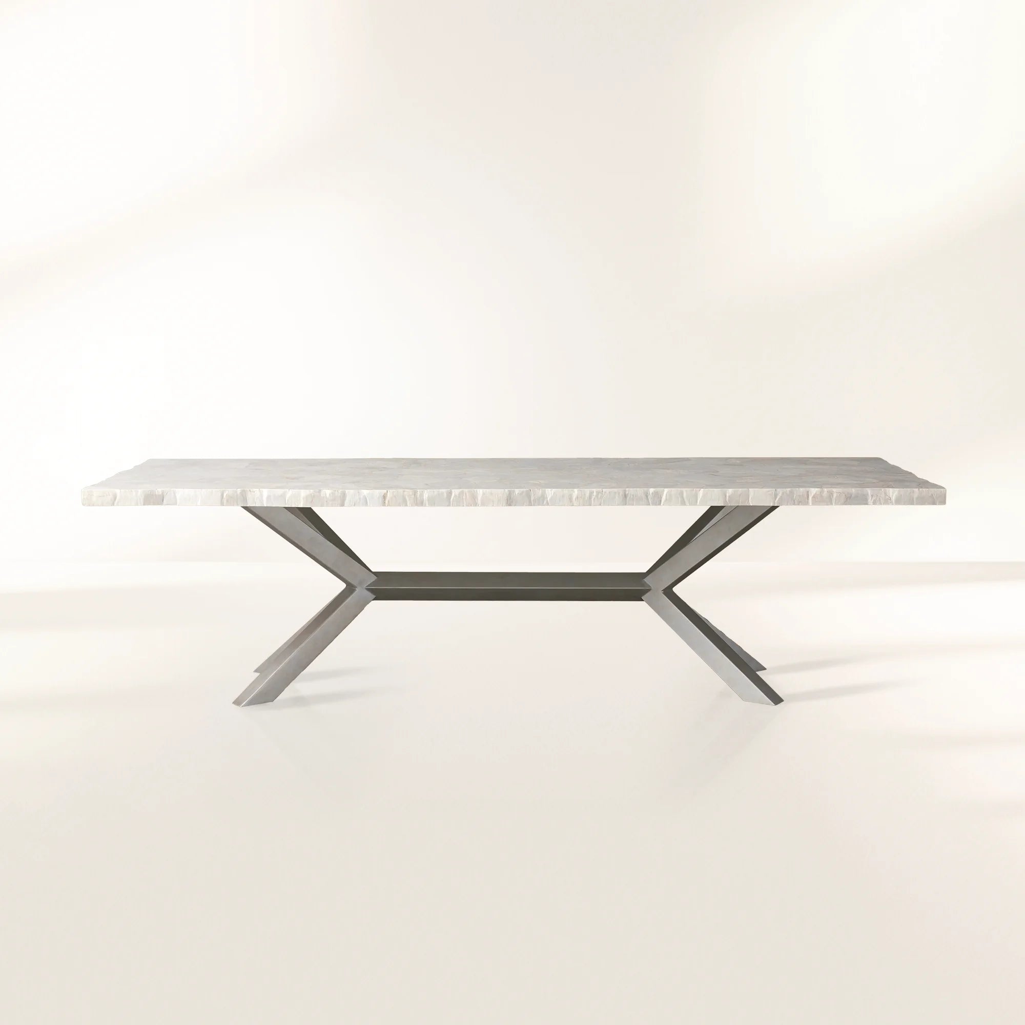 Petra Natural Stone Rectangular Dining Table with Iron Base