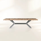 Petra Natural Stone Rectangular Dining Table with Iron Base
