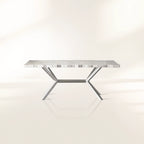 Petra Natural Stone Rectangular Dining Table with Iron Base