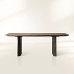 Polanco Wood Rectangular Dining Table with Steel Panels Base