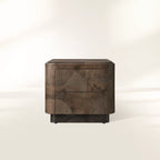 Polanco Wood Closed Nightstand with Mosaic Surface Steel Base TWO-Drawer Cabinet Nightside Table