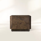 Polanco Wood Closed Nightstand with Mosaic Surface Steel Base TWO-Drawer Cabinet Nightside Table
