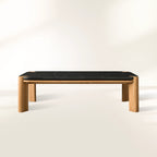 Pyet Rectangular Coffee Table with Carrara Marble Top & Solid Red Oak Wood Base Cocktail Table Elegance Living Room Center Tea Table