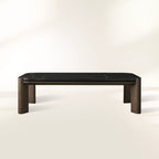 Pyet Rectangular Coffee Table with Carrara Marble Top & Solid Red Oak Wood Base Cocktail Table Elegance Living Room Center Tea Table