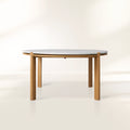 Pyet 48" Round Dining Table with Carrara Marble Top Solid Oak Base