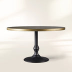 Recycled French Metal Bistro Dining Table with Cast Iron Wade Base Black and Gold Small Dining Table