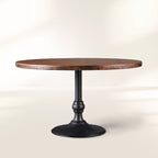 Recycled French Metal Bistro Dining Table with Cast Iron Wade Base Black and Gold Small Dining Table