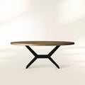 Recycled Metal Dining Table with Vertex Iron Base & One-of-a-Kind Surface