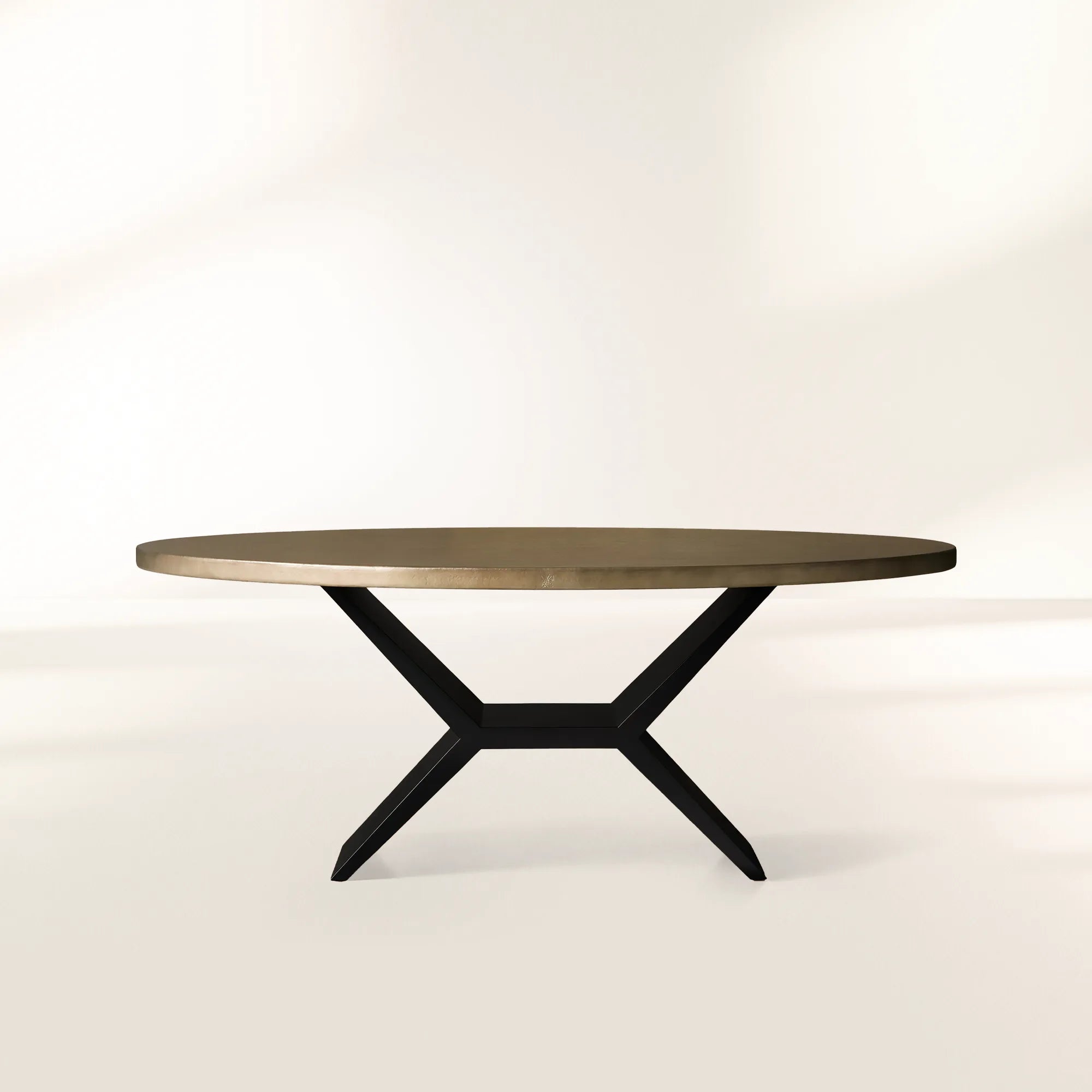 Recycled Metal Dining Table with Vertex Iron Base & One-of-a-Kind Surface