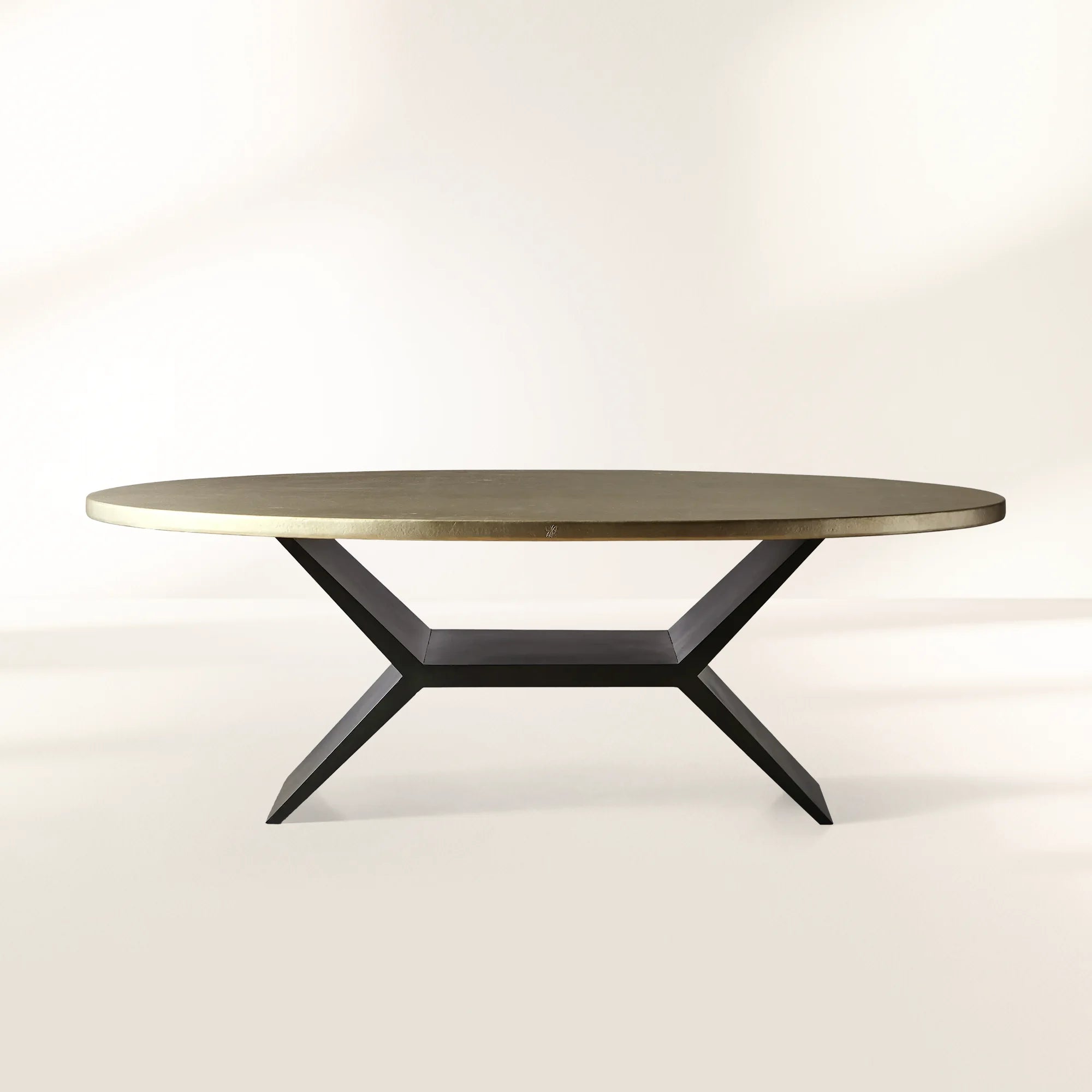 Recycled Metal Dining Table with Vertex Iron Base & One-of-a-Kind Surface