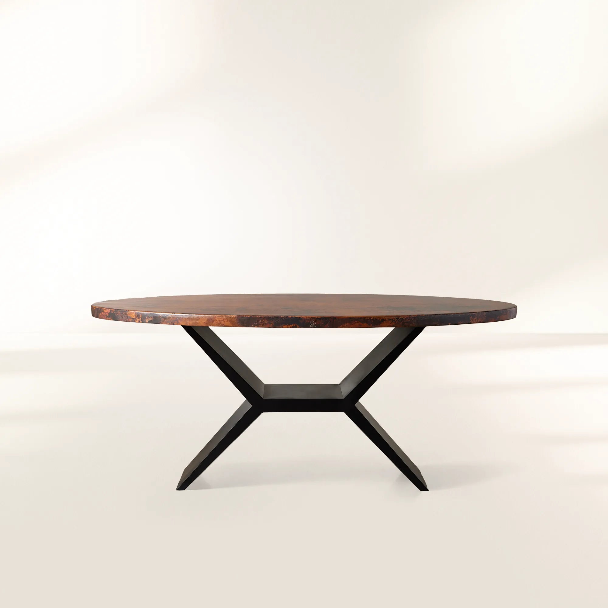 Recycled Metal Dining Table with Vertex Iron Base & One-of-a-Kind Surface
