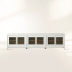 Rowan Modular Reeded Glass Media Console TV Stand Cabinet  Sideboard Wood Television Storage Unit