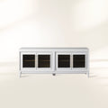 Rowan Modular Reeded Glass Media Console TV Stand Cabinet  Sideboard Wood Television Storage Unit