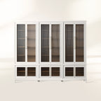 Rowan Modular Stacked Cabinet Glass Doors Tall Display Cabinet Wood Bookcase Sideboard