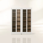 Rowan Modular Tall Clear Glass Display Cabinet Wood Storage Bookcase